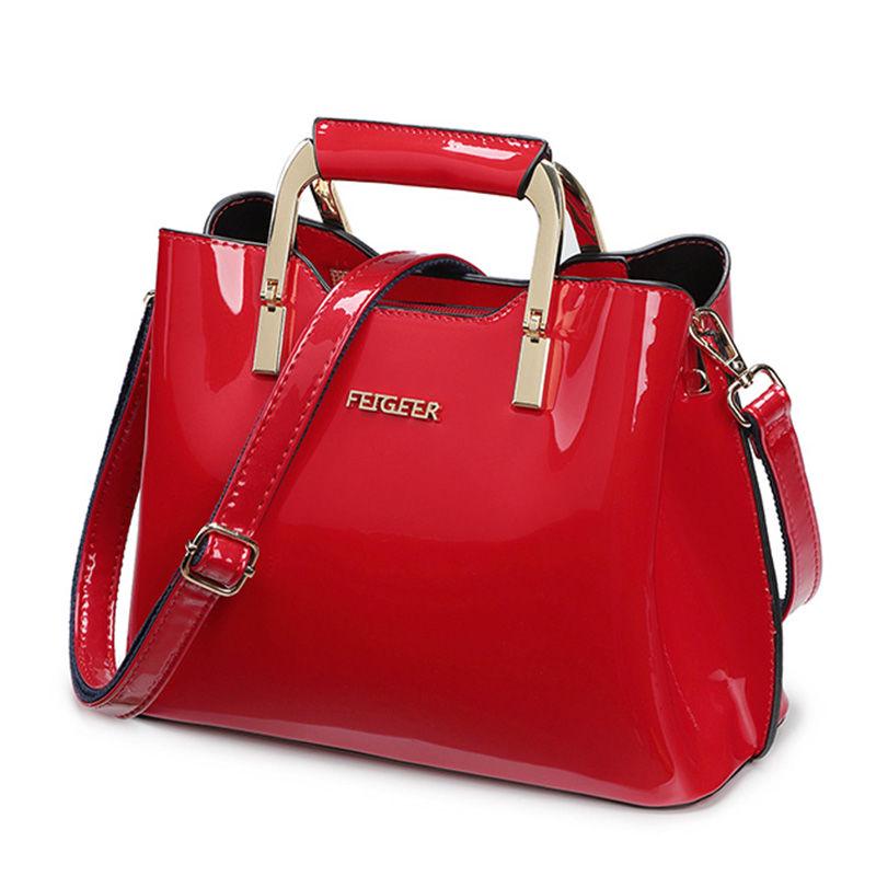 Patent leather bag Genuine Leather Woman bag European and American style handbag Trendy wild