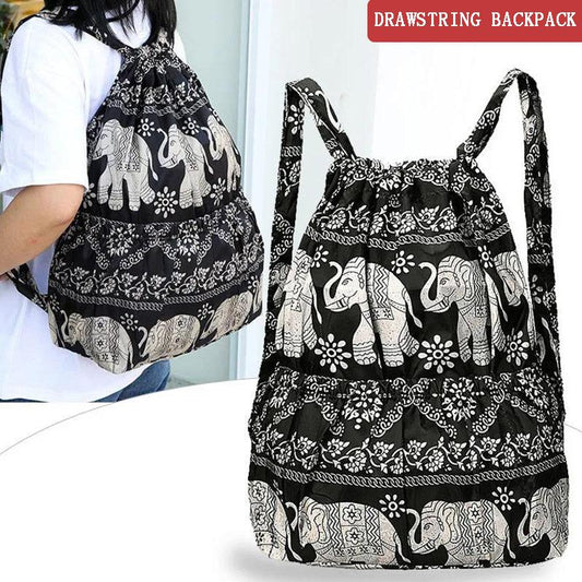 All-match Backpack Female Travel Bag Nylon Student Large-capacity Backpack Drawstring Pocket Mom Bag Gym Bag