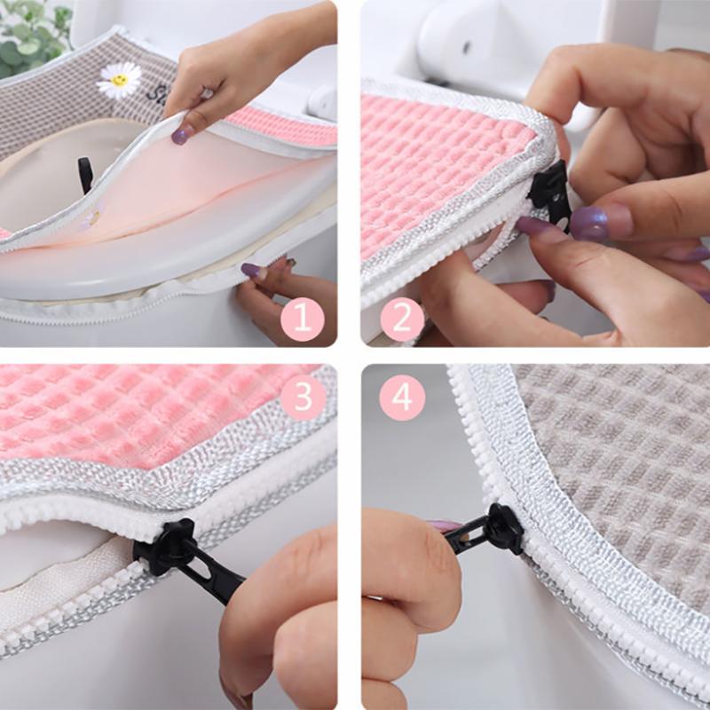 Two-piece Household Toilet Seat Gasket Four Seasons Waterproof Universal Toilet Cushion Winter Toilet Toilet Cushion Zipper Toilet Seat Cover