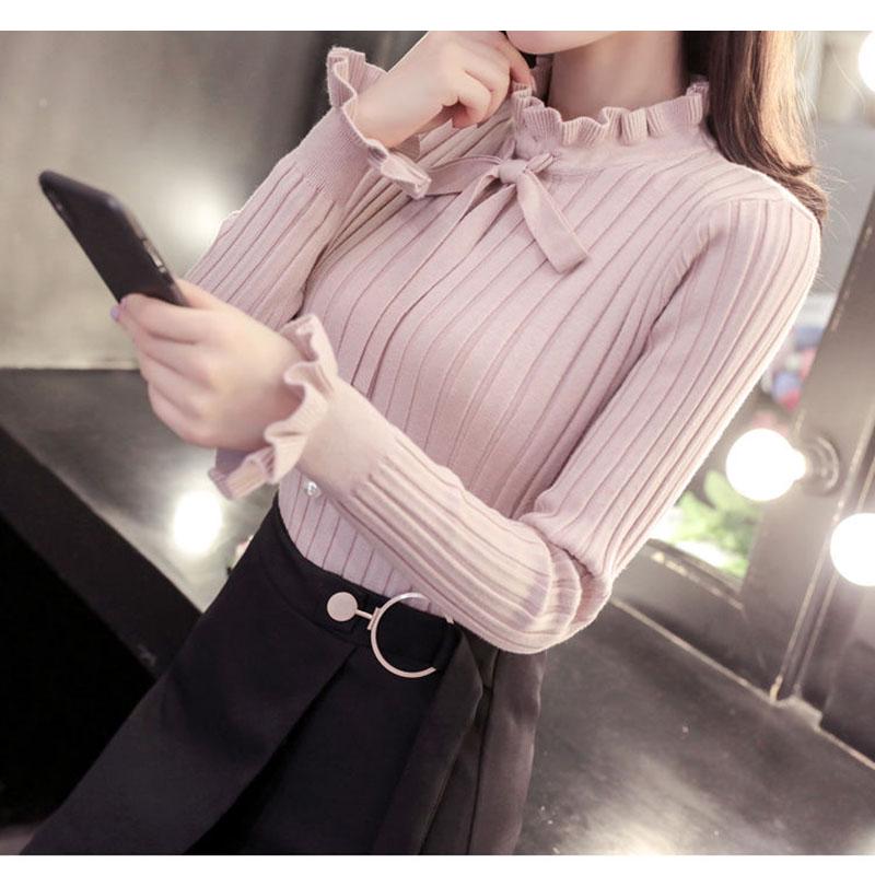 Autumn and Winter Pullover Korean Long-sleeved Slim Tops Simple Slim Young Women's Bottoming Shirt