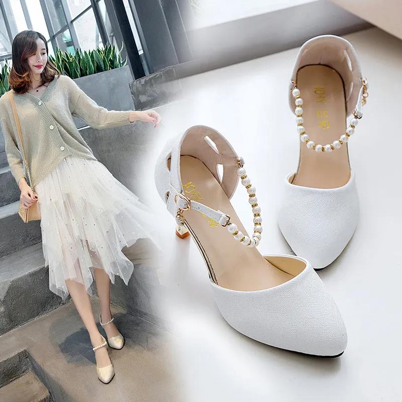 High-heeled Sandals Women's One-line Buckle Stiletto Shoes All-match Work Shoes