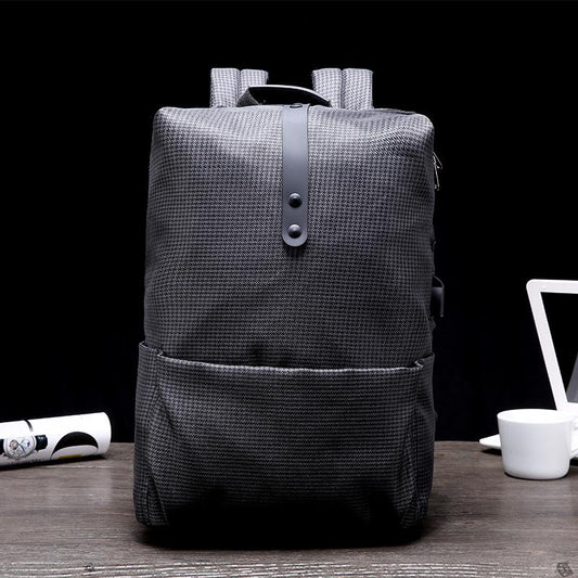 Backpack Men Plaid Canvas USB Mouth Anti-theft Waterproof Student Computer Bag Outdoor Travel Bags