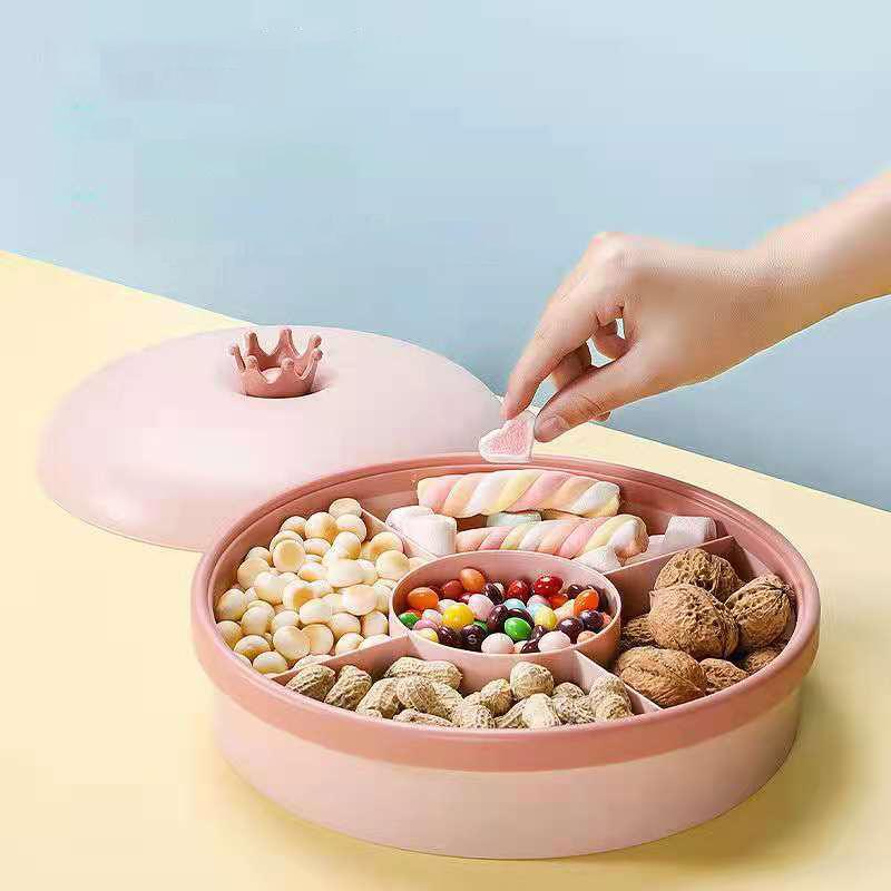 Creative Compartment Storage Box with Lid Home Modern Living Room Coffee Table Candy Tray Snacks Melon Seeds and Dried Fruit Plate