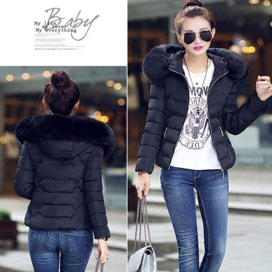 Women's down jacket Korean Slim Short Parker Jacket Winter Thicken Warm Hooded Cotton Jacket