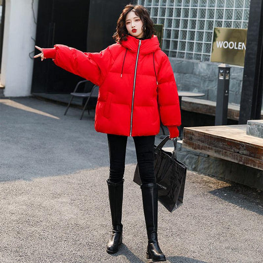 Cotton-padded Jacket Female 2021 Students Korean Version of The Bread Jacket Short Padded Jacket Loose Thick Hooded Padded Jacket