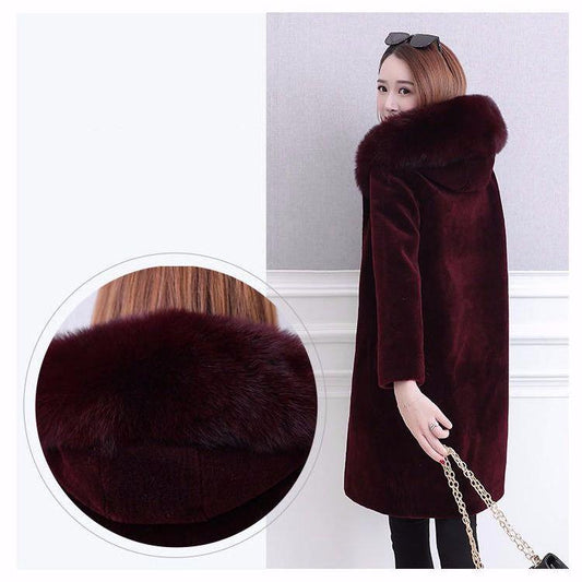 Luxurious Large size Fur coat Winter Woman's Wool Coat Winter Cold warm Long sleeve Fur jacket