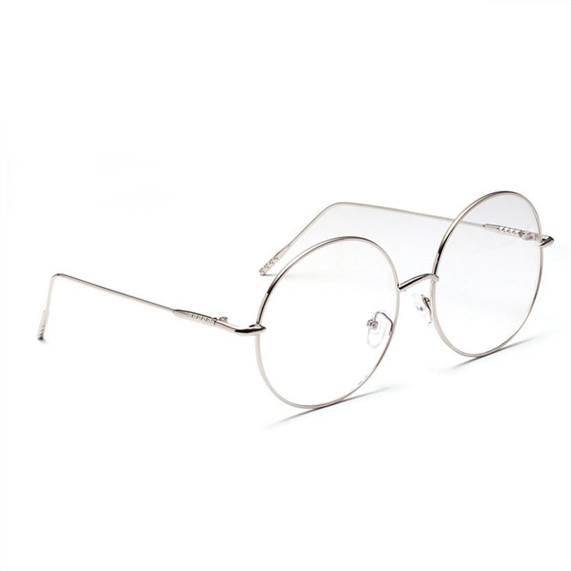 Oversized Round Glasses Frame Women Men Fashion Transparent Glasses Unisex Metal Spectacle Optical E