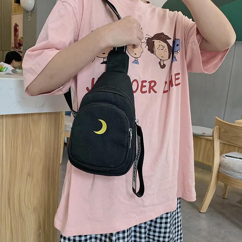 Embroidery Weather Home Supplies Crossbody Cute Chest Bag for Gift Unisex Canvas Sling Bag Outdoor Travel Men Women Shoulder Bag