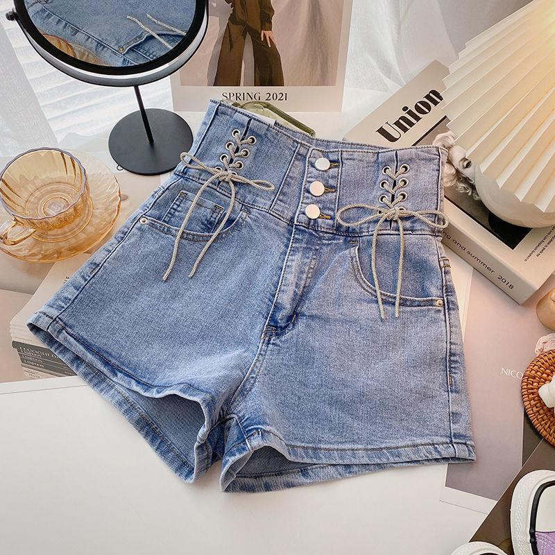 Large Size Jeans Women's Korean Version Three-button High-waist Straps Design Personality Wide-leg Pants