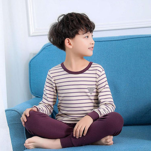 Winter Children's Underwear Set Cotton Boys' Autumn Clothes Long Trousers Half-high Collar Cotton Baby Pajamas