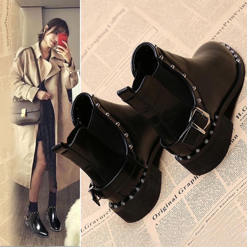 Autumn Winter Women Boots Fashion Rivet Dector Shoes High Quality PU Fashion Martin Ankle Boots