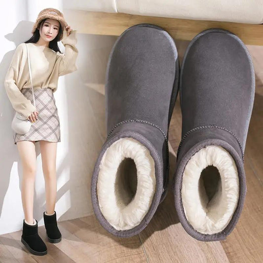 Snow Boots Women Plus Velvet Autumn and Winter Snow Cotton Shoes Non-slip Flat Short Tube Warm Women's Shoes