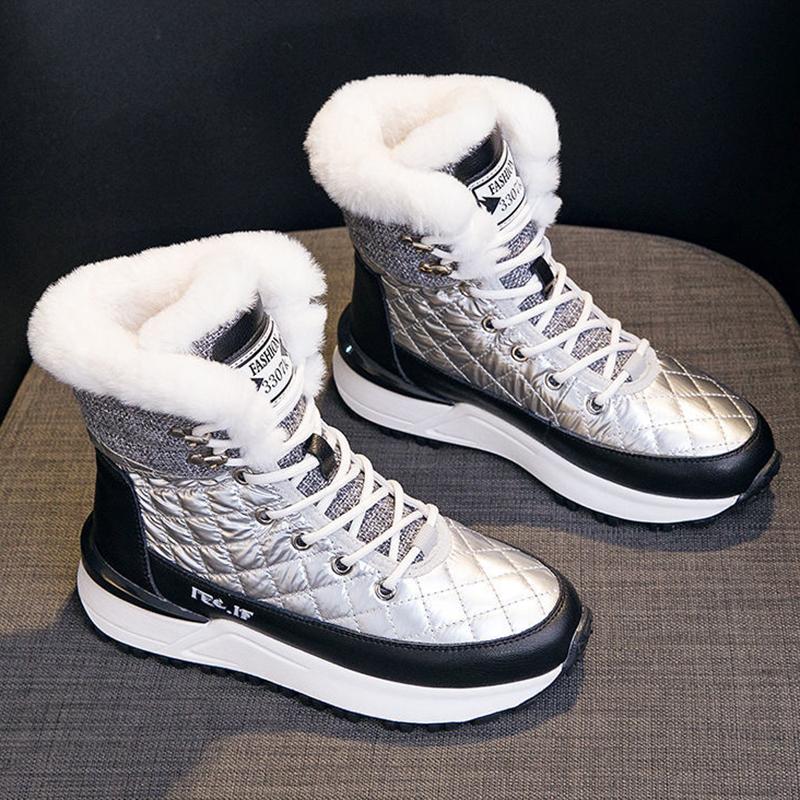 Snow Boots Women Winter Plus Velvet Thick Warm Cotton Shoes Women Winter Anti-skid and Waterproof Bread Ankle Boots