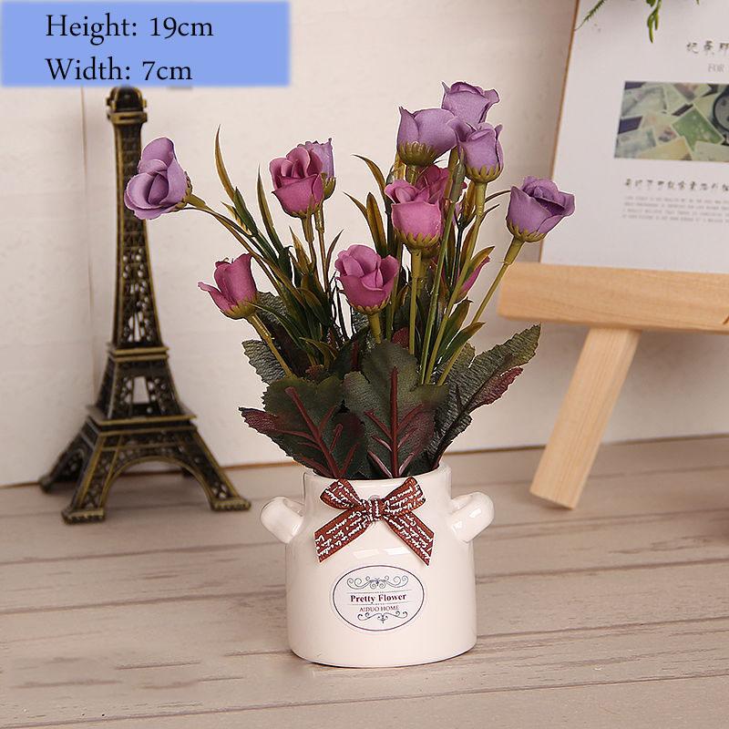 Creative Home Decoration Ornaments Desktop Clutter Small Objects Display Artificial Flowers Flower Potted Set Ornaments