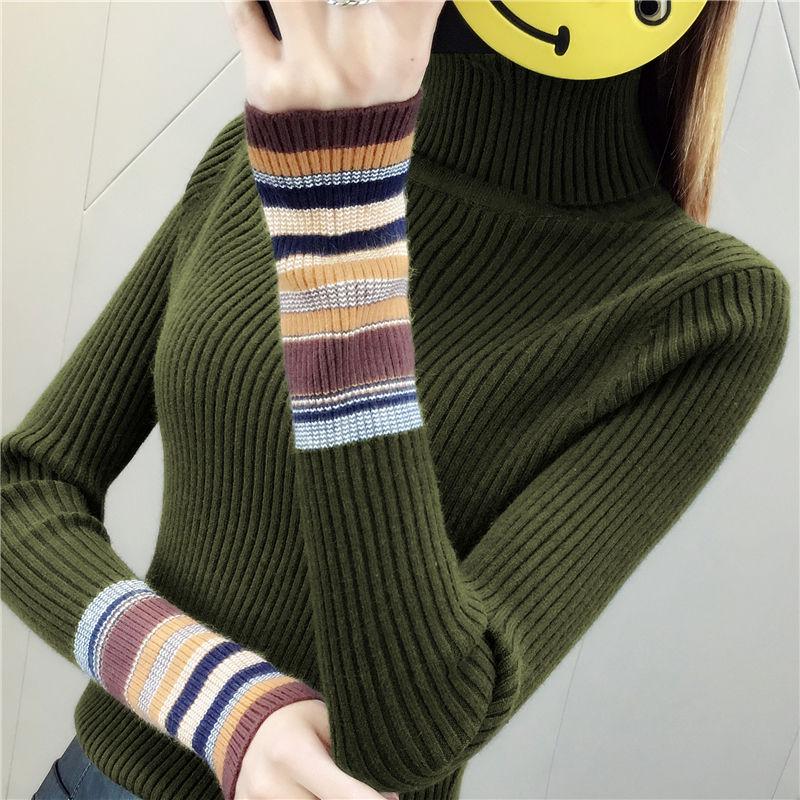 Medium and Long Section High Collar Sweater Winter Knitting Sweaters Large Size Sweater Woman