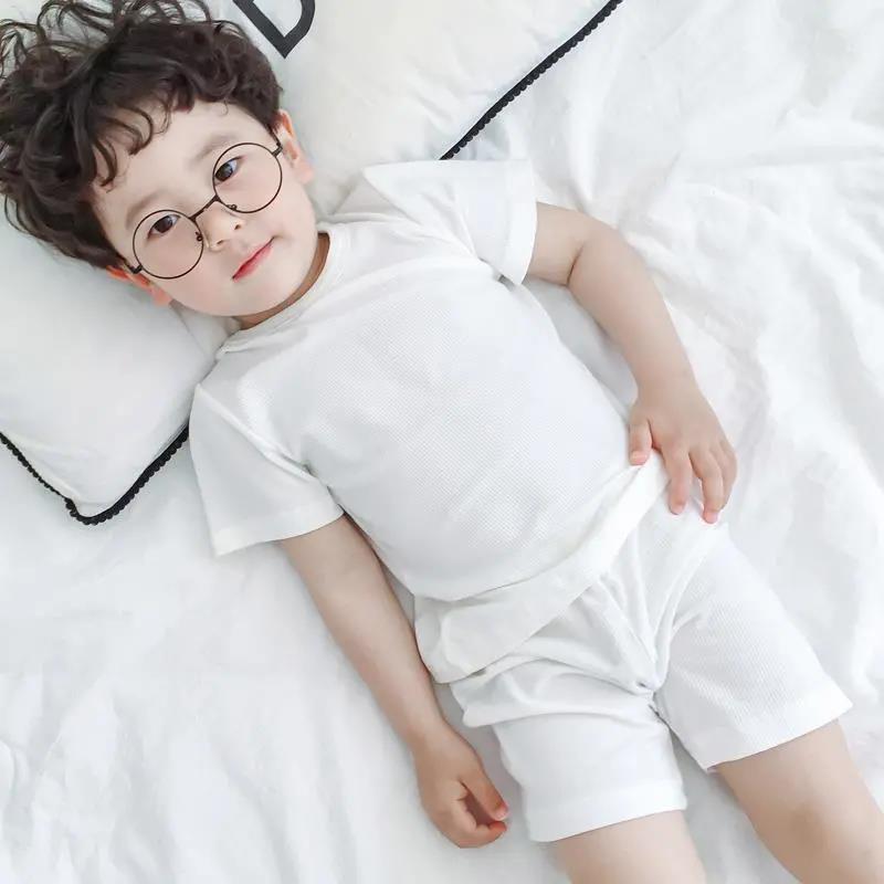 Children's Pajamas Set Ice Silk Short-sleeved Shorts Summer Thin Air-conditioned Clothing Boys and Girls Cold Home Service