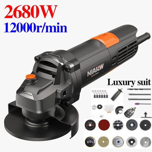 2680W Powerful Electric Angle Grinder Deluxe Set Corded Polishing Cutter 4m Line Handheld Power Tool