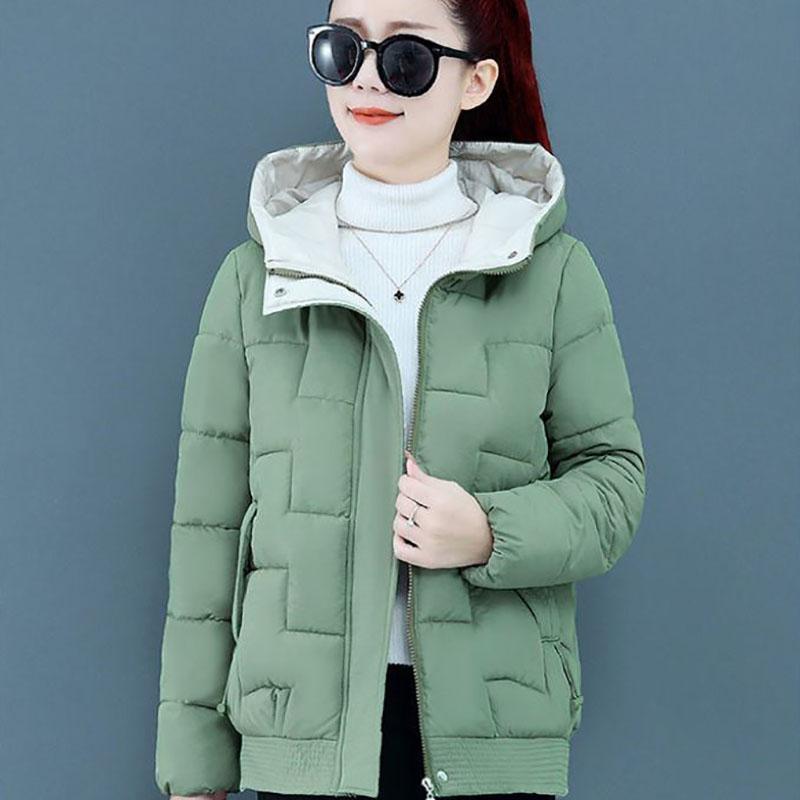 Winter Hooded Down Jacket Fashion Printing Solid Color Down Jacket Thickened Warmth Short Cotton Jacket for Women