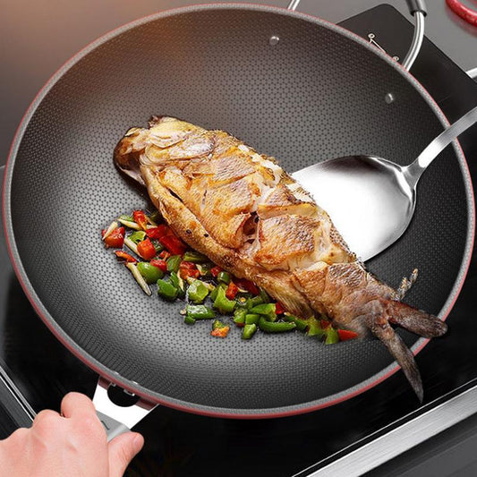 Wok Non-stick Pan Household Cooking Pan with Less Oily Smoke Iron Pan Induction Cooker Gas Universal 30-36cm