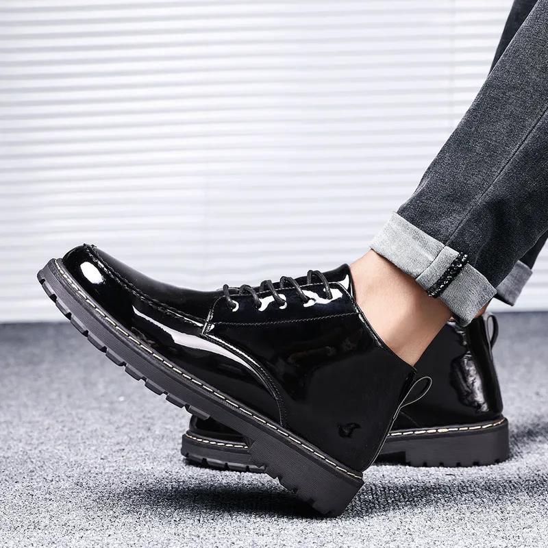 Leather Shoes Men's Leather Boots Student Martin Boots Boots Winter Men's Shoes Plus Velvet  Shoes