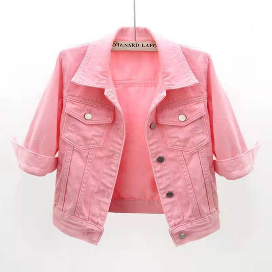 2021 Spring and Autumn New All-match Three-quarter Sleeve Denim Jacket Women Short Outer Wear Thin Jacket Student Jacket