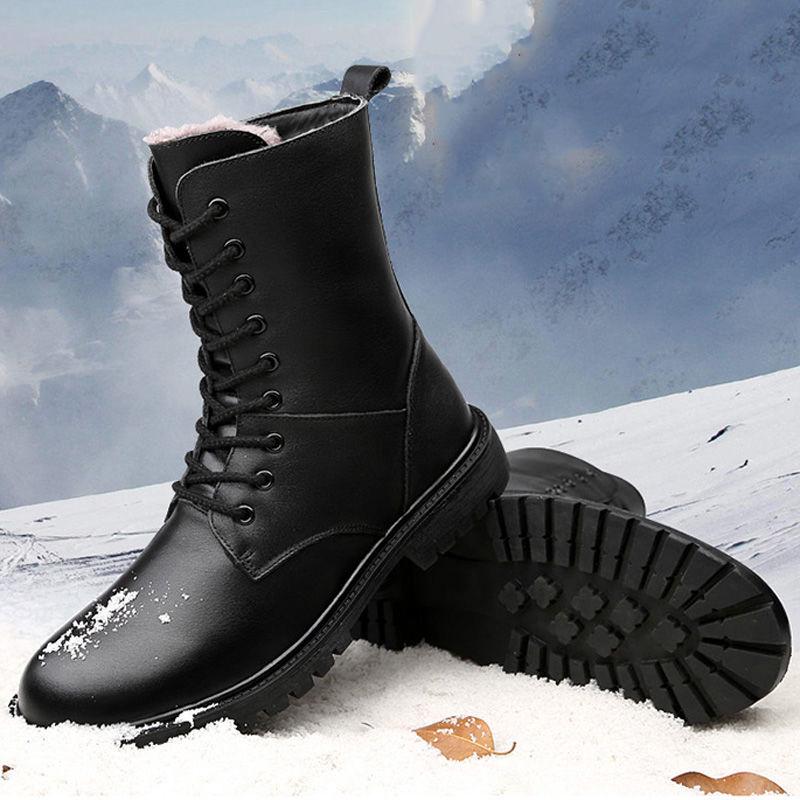 Winter Plush Warm Cotton Shoes Men's Motorcycle Boots Male Martin Boots Men's Military Boots