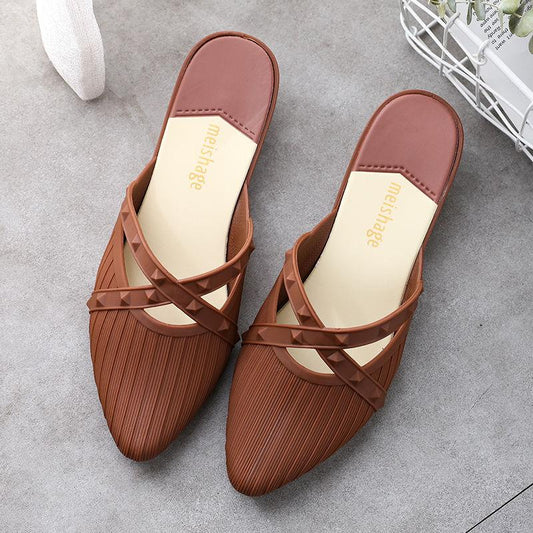 Summer Fashion Women's Semi-slippers, Wear All-match Slope with Cross Straps and Comfortable Lazy Single-shoe Sandals