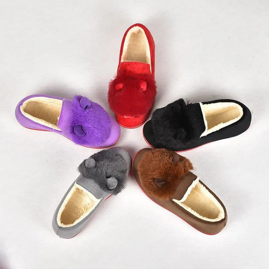 Autumn and Winter Plush Shoes Cotton Slippers Women's Shoes Peas Shoes Casual Warm and Velvet Flat Shoes Moccasins