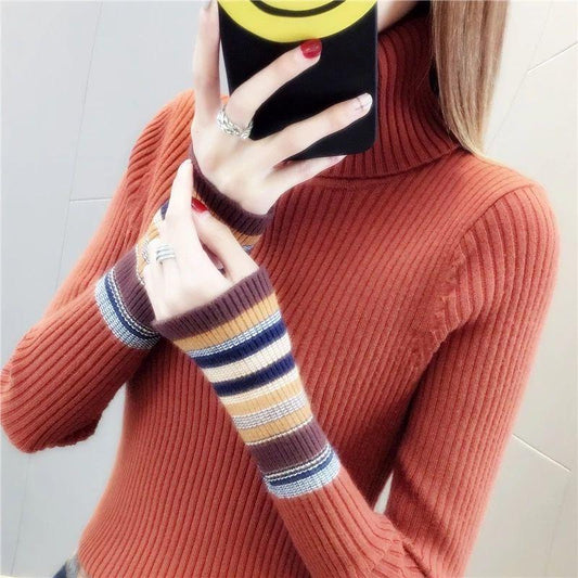 Medium and Long Section High Collar Sweater Winter Knitting Sweaters Large Size Sweater Woman