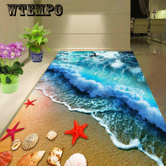 Aquarium Blue Dolphins Sea Beach 3d Non Slip Microfiber Carpets Area Rug For Living Rooms