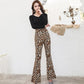 WTEMPO Sexy Leopard High Waist Summer Women Casual Ladies Long Pants  Bell Bottoms Flare Trousers