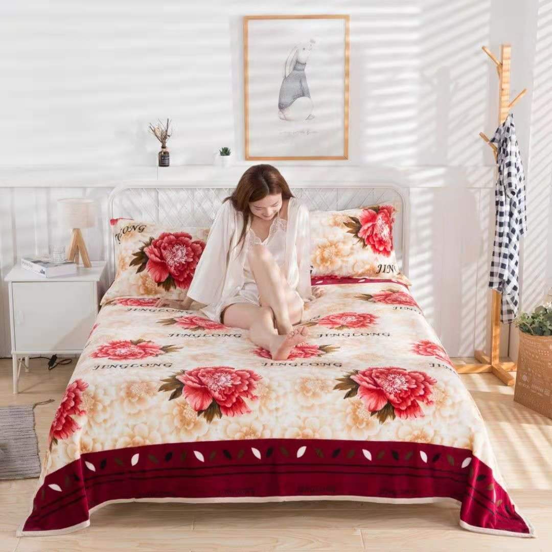 Winter High-quality Coral Fleece Double-sided Fleece Blanket Cover Blanket Plus Fleece Sheet Single Piece Double Blanket Flannel Sheet Fleece Blanket