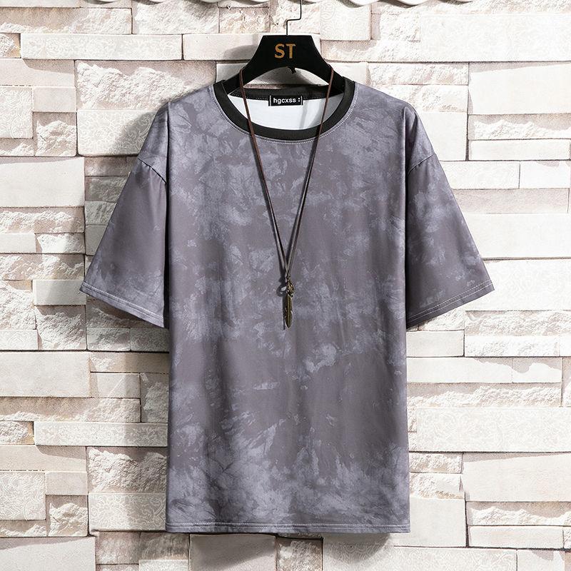 Ice Silk Summer Trend Short-sleeved Loose Men's Short-sleeved T-shirt Male Round Neck Young Students