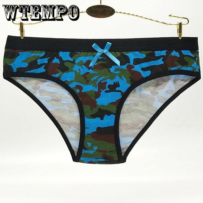 WTEMPO 6 Pcs/Lot  Sexy Panties Briefs Cotton Woman Underwear Ladies Knickers Low-Waist Camouflage