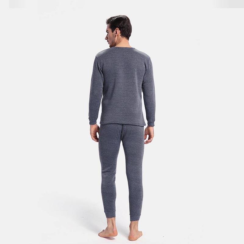 Winter Thickening and Velvet Men's Thermal Underwear Suit Round Neck Autumn Clothes Long Johns Tops and Pants