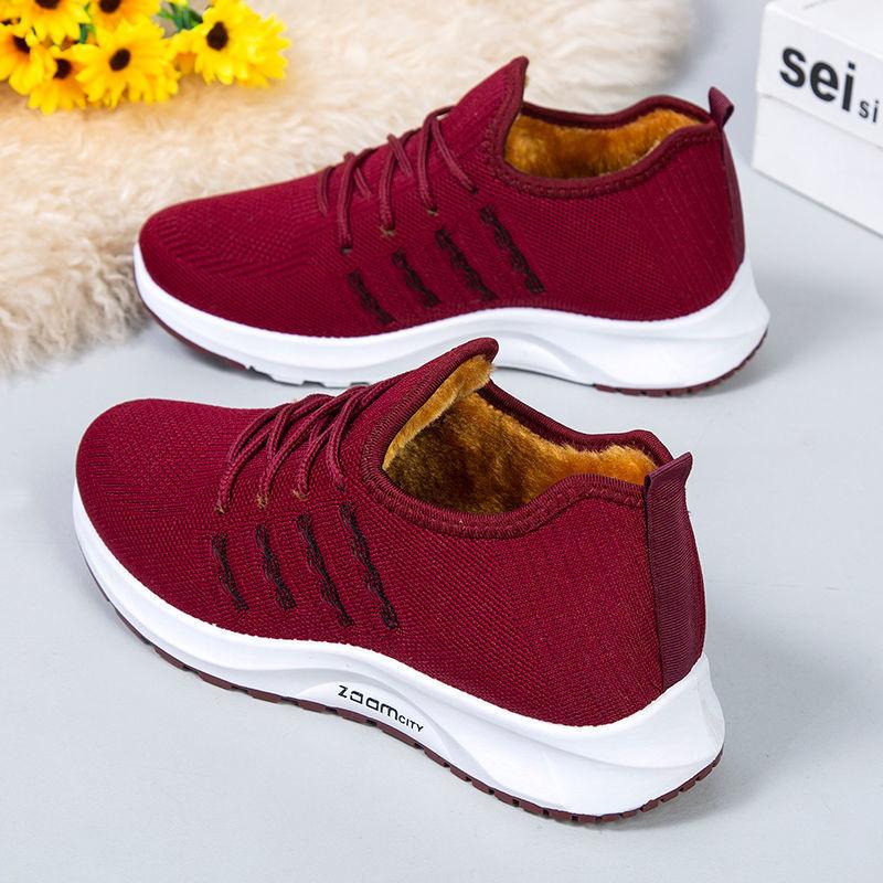 Cotton Shoes Ladies Winter Plus Velvet Warm Casual Sports Shoes Soft Bottom Non-slip All-match Middle-aged and Elderly Cotton Boots