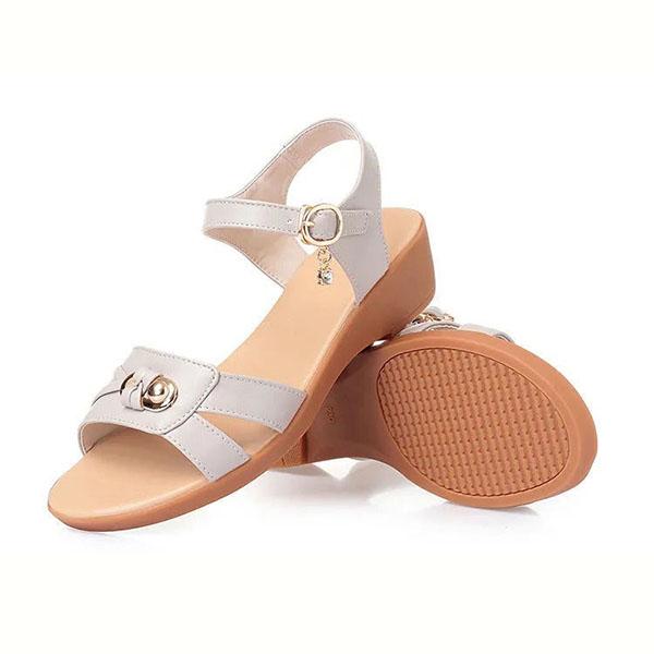 Summer Women's Sandals Wedge Heel Flat Soft Leather Soft Bottom Sandals All-match Non-slip Simple Temperament Sandals One Word Buckle