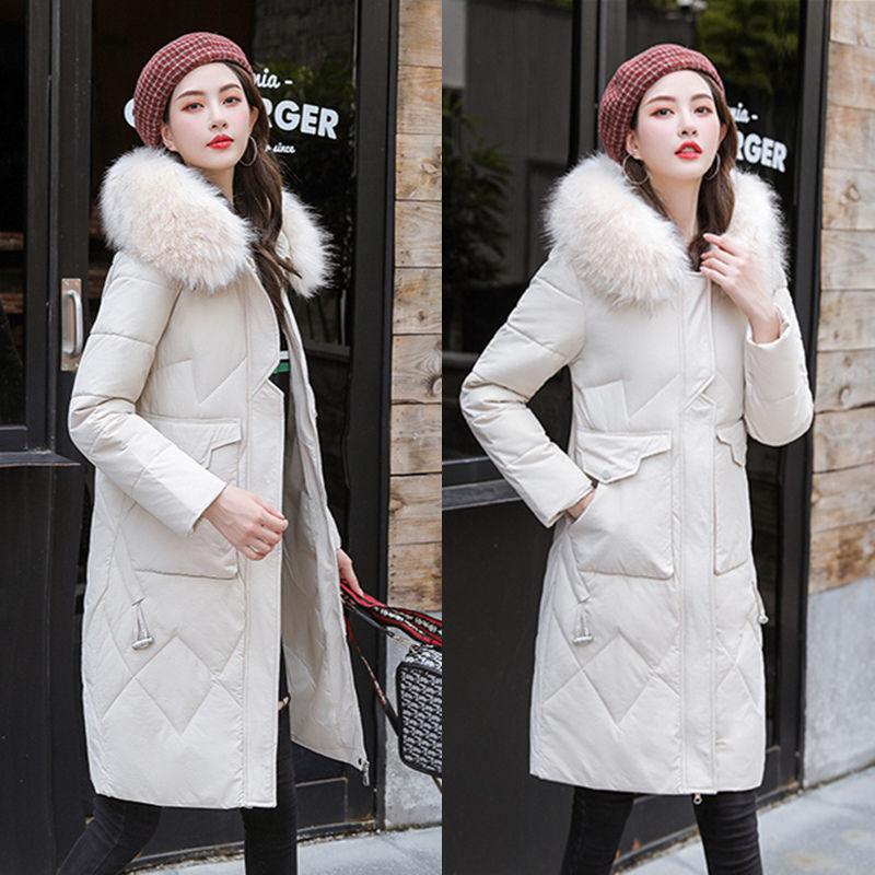 Winter Fur Collar Women's Cotton-padded Jacket Mid-length Slim-fit Padded Jacket Thickened Fashion Slim Coat