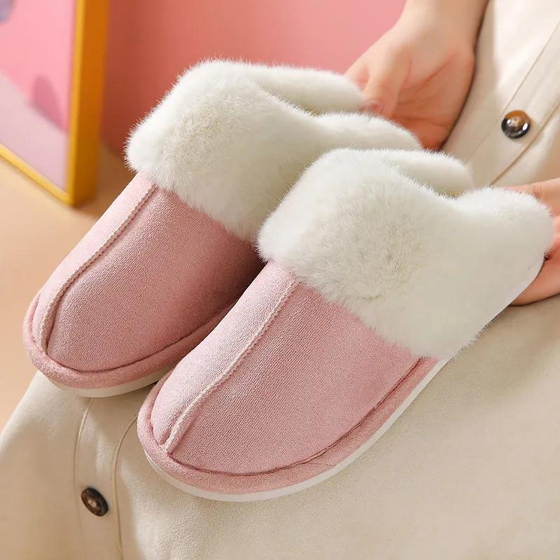 Plush Warm Home Flat Slippers Lightweight Soft Comfortable Winter Slippers Women's Cotton Shoes Indoor Plush Slippers