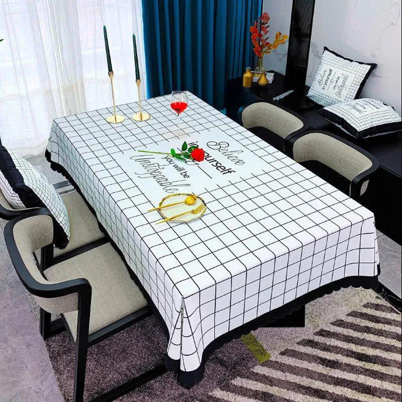 Tablecloth Waterproof and Oilproof Tablecloth Disposable Modern Rectangular Coffee Table Cloth Home Decoration Fabric