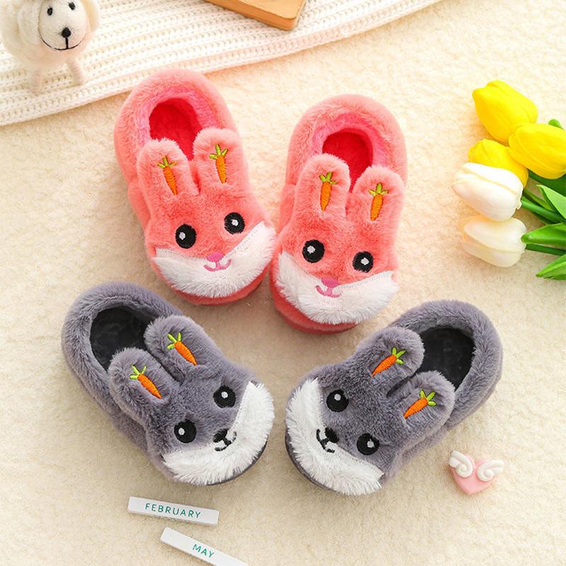 Kids Cotton Slides Autumn Winter Indoor Non-slip Cute Rabbit Non-slip Kids Shoes Home Slippers Fashion Baby Boys Girls Slippers