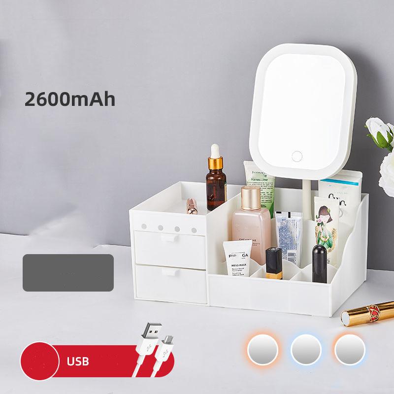 Beauty Shelf Fill Light Mirror Cosmetic Mirror Storage Box Integrated Rechargeable Desktop Mirror LED Light Vanity Mirror