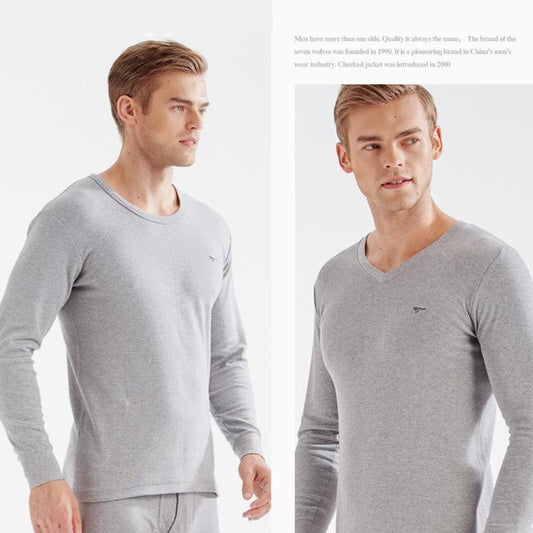 Men Winter Thermal Underwear V-neck Male Autumn Tops Tight Warm Thicken Windproof Comfortable Lining Long Sleeve High Elasticity Slim Spring Pajamas