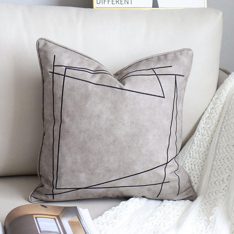 Nordic Abstract Geometric Embroidery Pillow Technology Fabric Simple Modern Pillow Living Room Sofa