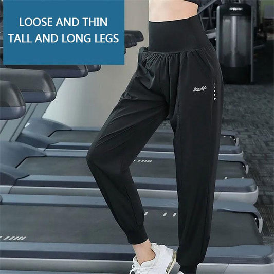 Women's High Waist Sports Pants Loose and Slim Fitness Pants Casual Running Pants Drawstring Pants Drape Yoga Pants Outer Wear Dance Pants