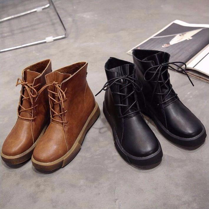 Retro Martin Boots Female British Style Boots Short Boots Flat Women's Boots Ladies Motorcycle Boots