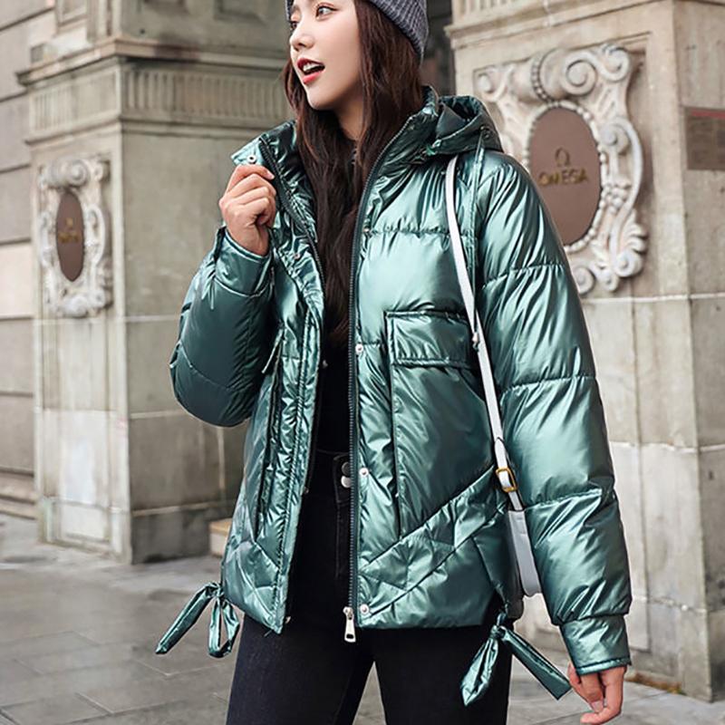 Winter Fashion Women's Cotton-padded Jacket Outdoor Thick Warmth Down Padded Jacket Loose and Short Shiny Zipper Jacket Women Winter Clothes