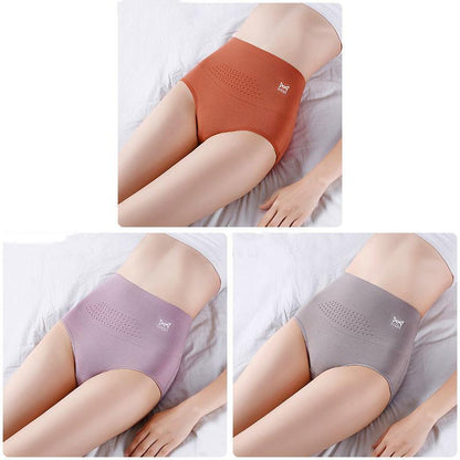 3-pack Women's High-waist Cotton Panties Graphene Antibacterial Bottom Crotch Thermal Underwear Postpartum Belly Shaping Briefs