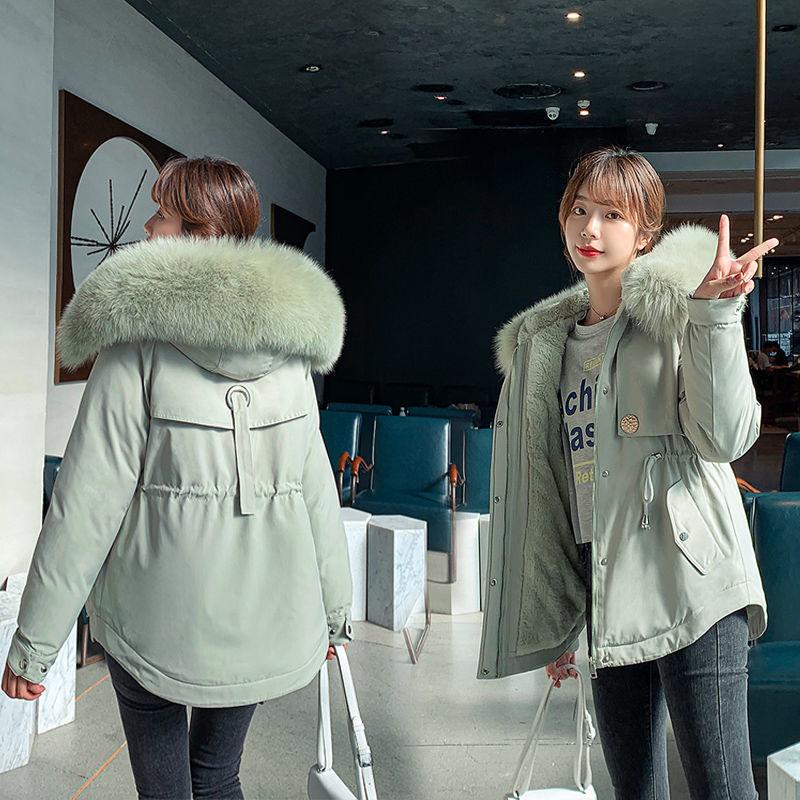 Winter Fashion Trend Mid-length Women's Thick and Loose Fur Collar Student Korean Coat Quilted Jacket