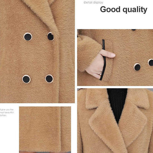 Autumn and Winter Mohair Thick Coat Mid-length Casual Temperament Jacket Fashion Simple Ladies Woolen Coat